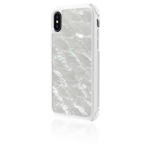 WHITE DIAMONDS APPLE iPHONE XS/X COVER IN TPU E VETRO CON STAMPA MADRE PERLA
